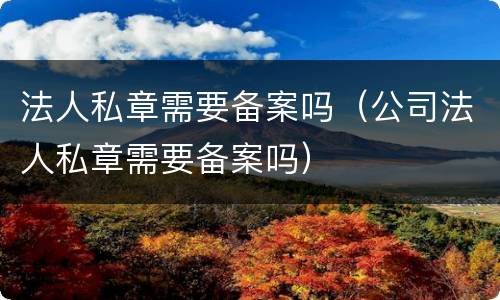 法人私章需要备案吗（公司法人私章需要备案吗）