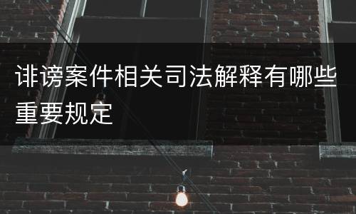诽谤案件相关司法解释有哪些重要规定