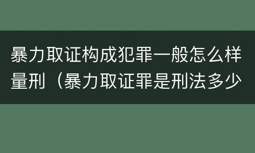 暴力取证构成犯罪一般怎么样量刑（暴力取证罪是刑法多少条）