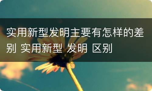 实用新型发明主要有怎样的差别 实用新型 发明 区别