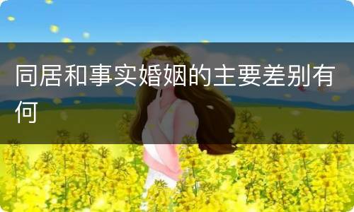 同居和事实婚姻的主要差别有何