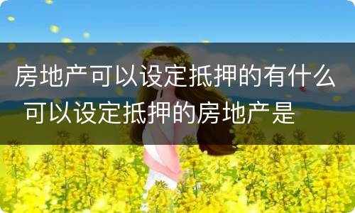 房地产可以设定抵押的有什么 可以设定抵押的房地产是
