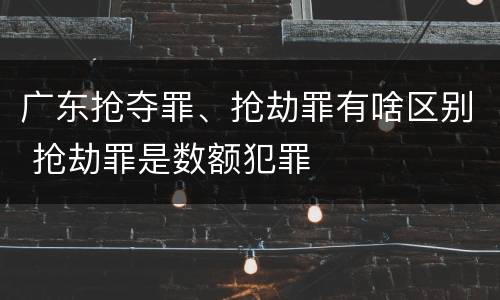 广东抢夺罪、抢劫罪有啥区别 抢劫罪是数额犯罪