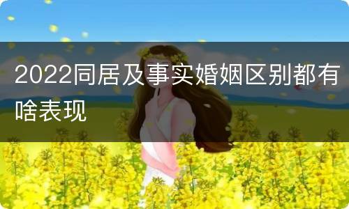 2022同居及事实婚姻区别都有啥表现