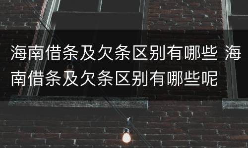 海南借条及欠条区别有哪些 海南借条及欠条区别有哪些呢