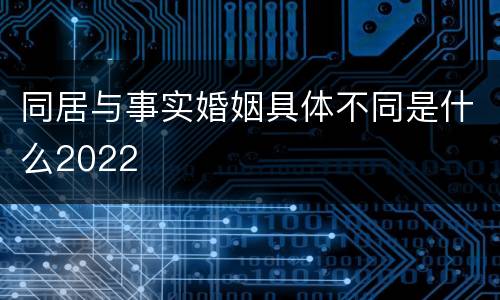 同居与事实婚姻具体不同是什么2022