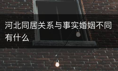 河北同居关系与事实婚姻不同有什么