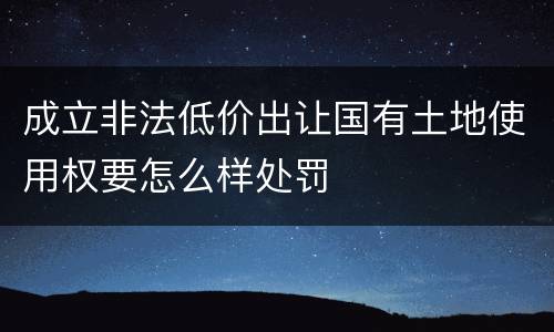 成立非法低价出让国有土地使用权要怎么样处罚