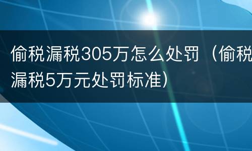 偷税漏税305万怎么处罚（偷税漏税5万元处罚标准）