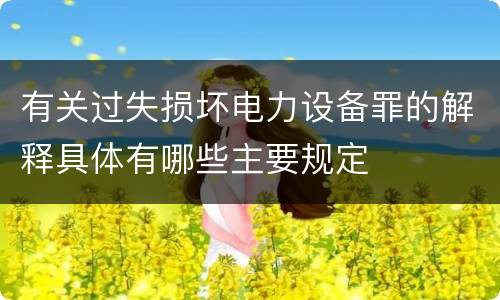 有关过失损坏电力设备罪的解释具体有哪些主要规定