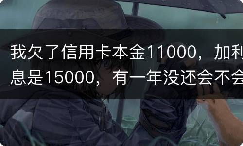 我欠了信用卡本金11000，加利息是15000，有一年没还会不会被案