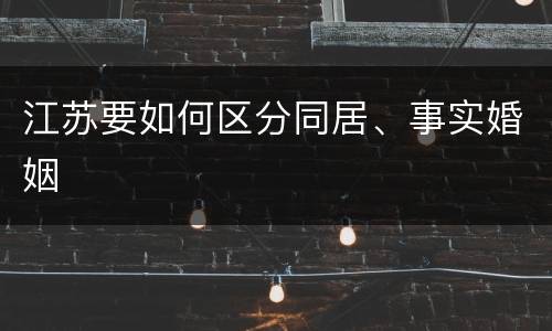 江苏要如何区分同居、事实婚姻