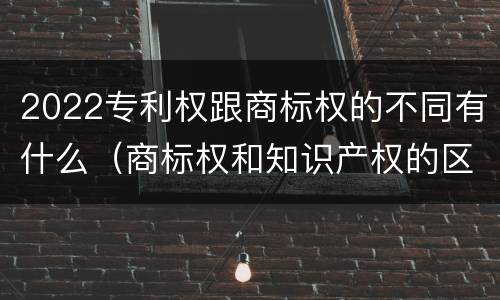 2022专利权跟商标权的不同有什么（商标权和知识产权的区别）