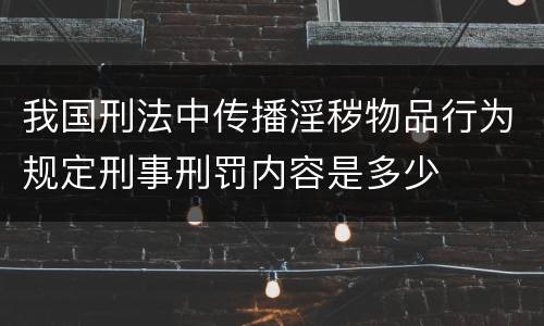 我国刑法中传播淫秽物品行为规定刑事刑罚内容是多少