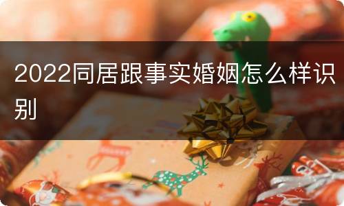2022同居跟事实婚姻怎么样识别