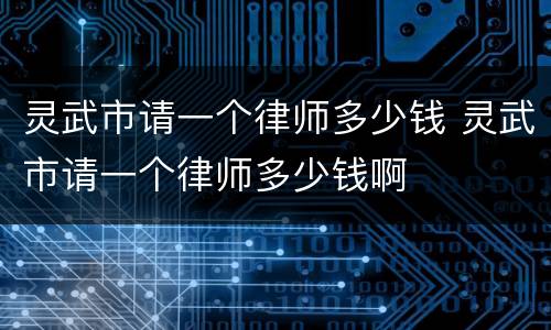 灵武市请一个律师多少钱 灵武市请一个律师多少钱啊