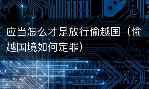 应当怎么才是放行偷越国（偷越国境如何定罪）