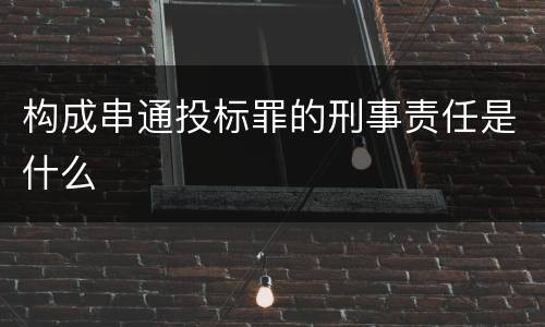 构成串通投标罪的刑事责任是什么