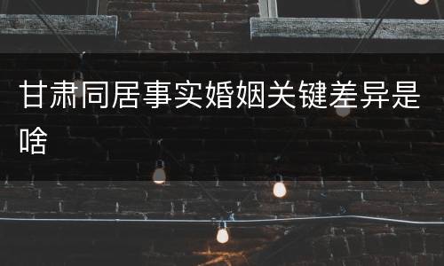甘肃同居事实婚姻关键差异是啥