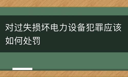 对过失损坏电力设备犯罪应该如何处罚