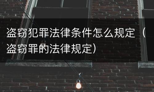 盗窃犯罪法律条件怎么规定（盗窃罪的法律规定）