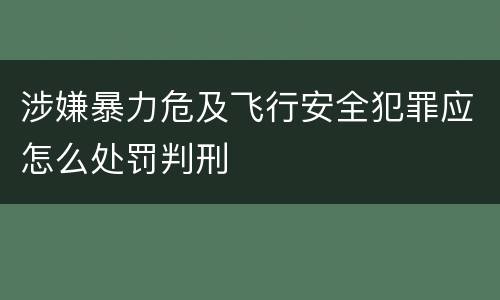 涉嫌暴力危及飞行安全犯罪应怎么处罚判刑