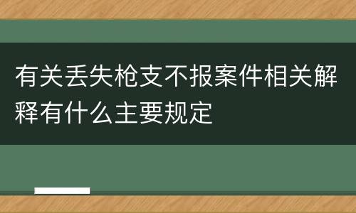 有关丢失枪支不报案件相关解释有什么主要规定