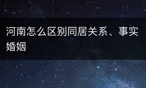河南怎么区别同居关系、事实婚姻