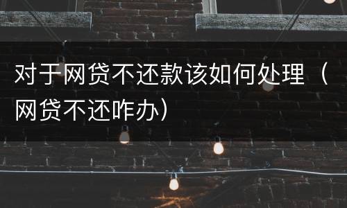 对于网贷不还款该如何处理（网贷不还咋办）