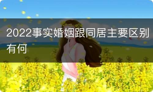 2022事实婚姻跟同居主要区别有何
