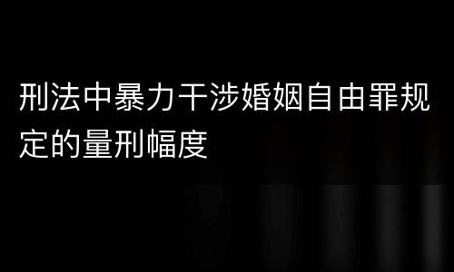 刑法中暴力干涉婚姻自由罪规定的量刑幅度