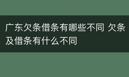 广东欠条借条有哪些不同 欠条及借条有什么不同