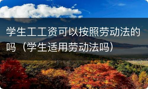学生工工资可以按照劳动法的吗（学生适用劳动法吗）