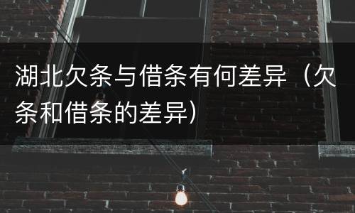 湖北欠条与借条有何差异（欠条和借条的差异）