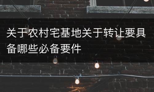 关于农村宅基地关于转让要具备哪些必备要件