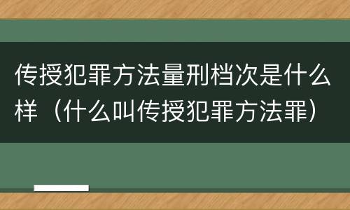 传授犯罪方法量刑档次是什么样（什么叫传授犯罪方法罪）