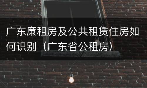 广东廉租房及公共租赁住房如何识别（广东省公租房）