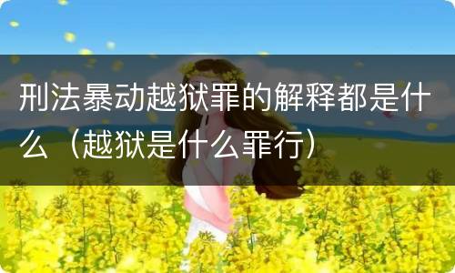 刑法暴动越狱罪的解释都是什么（越狱是什么罪行）