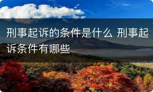 刑事起诉的条件是什么 刑事起诉条件有哪些
