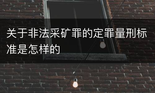 关于非法采矿罪的定罪量刑标准是怎样的