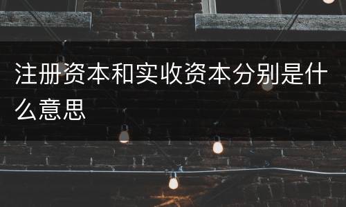 注册资本和实收资本分别是什么意思