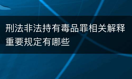 刑法非法持有毒品罪相关解释重要规定有哪些