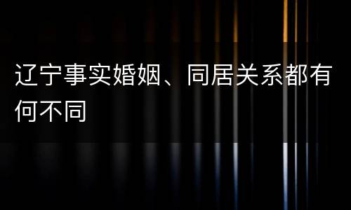 辽宁事实婚姻、同居关系都有何不同