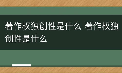 著作权独创性是什么 著作权独创性是什么