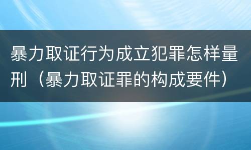 暴力取证行为成立犯罪怎样量刑（暴力取证罪的构成要件）