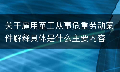 关于雇用童工从事危重劳动案件解释具体是什么主要内容