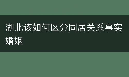 湖北该如何区分同居关系事实婚姻