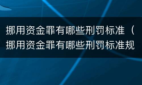 挪用资金罪有哪些刑罚标准（挪用资金罪有哪些刑罚标准规定）