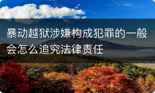 暴动越狱涉嫌构成犯罪的一般会怎么追究法律责任