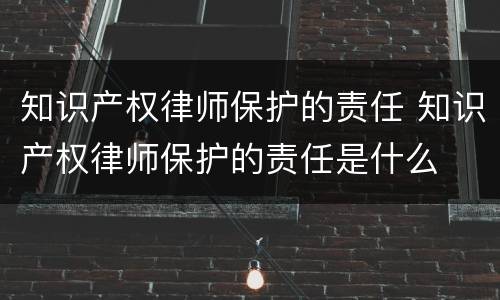 知识产权律师保护的责任 知识产权律师保护的责任是什么